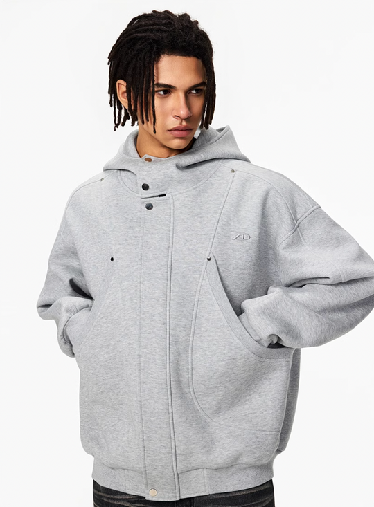 Achock Snap Button Wind Flap Zip Up Hooded Jacket | Face 3 Face