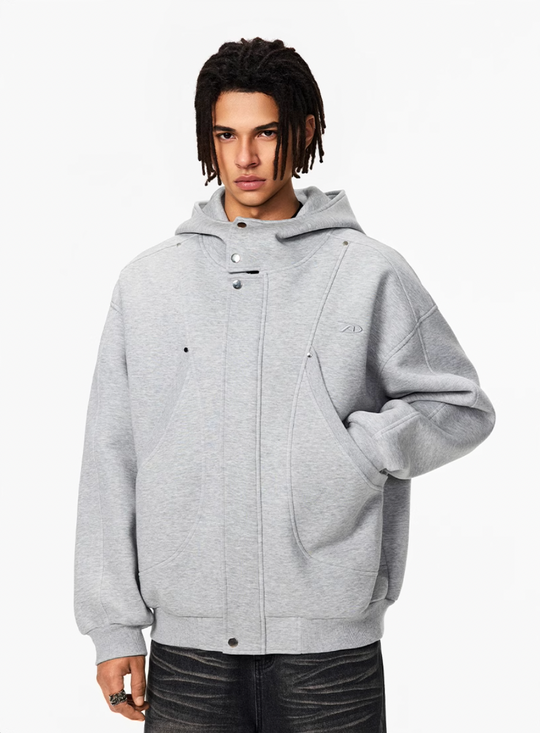 Achock Snap Button Wind Flap Zip Up Hooded Jacket | Face 3 Face