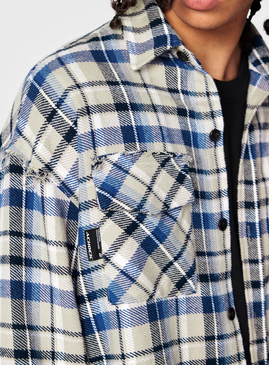 Achock Plaid Fringe Long Sleeved Flannel Shirt | Face 3 Face