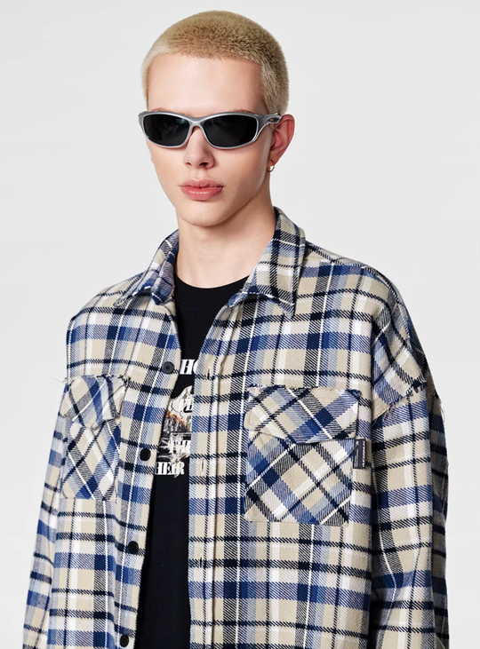 Achock Plaid Fringe Long Sleeved Flannel Shirt | Face 3 Face