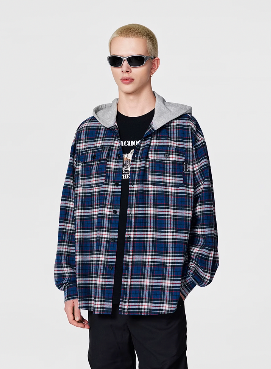 Achock Plaid Hooded Long Sleeved Shirt | Face 3 Face