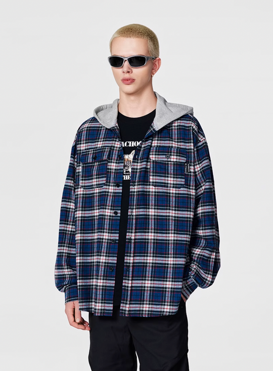 Achock Plaid Hooded Long Sleeved Shirt | Face 3 Face