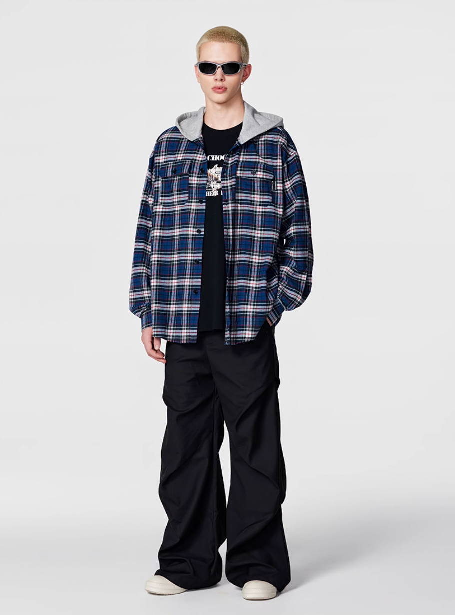 Achock Plaid Hooded Long Sleeved Shirt | Face 3 Face