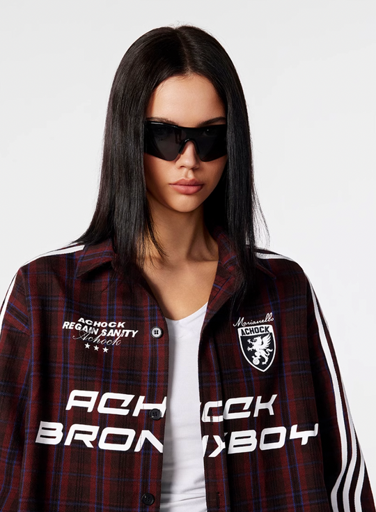 Achock Striped Patchwork Plaid Long Sleeved Shirt | Face 3 Face