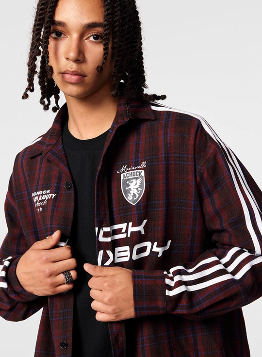 Achock Striped Patchwork Plaid Long Sleeved Shirt | Face 3 Face