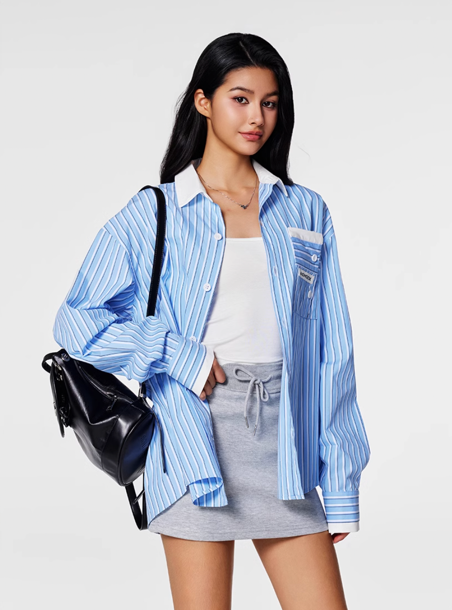 Achock Color Blocking Striped Long Sleeved Shirt | Face 3 Face