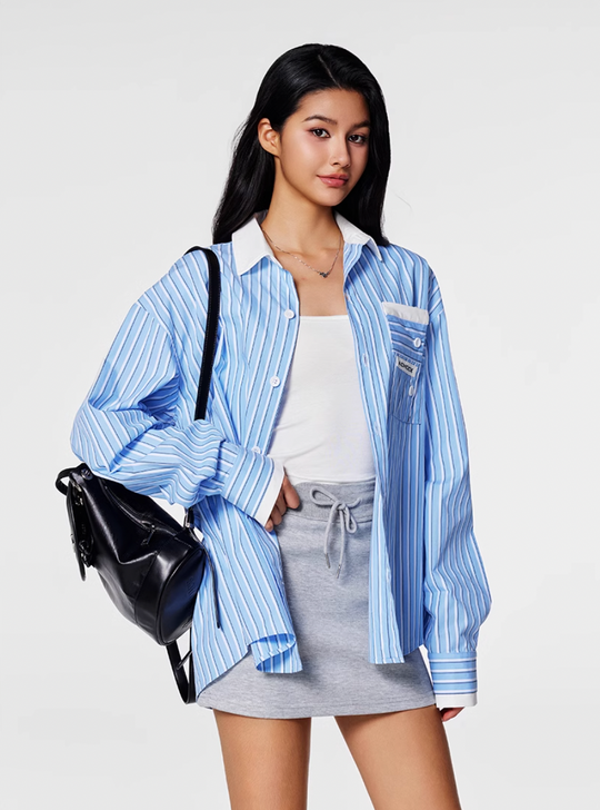 Achock Color Blocking Striped Long Sleeved Shirt | Face 3 Face