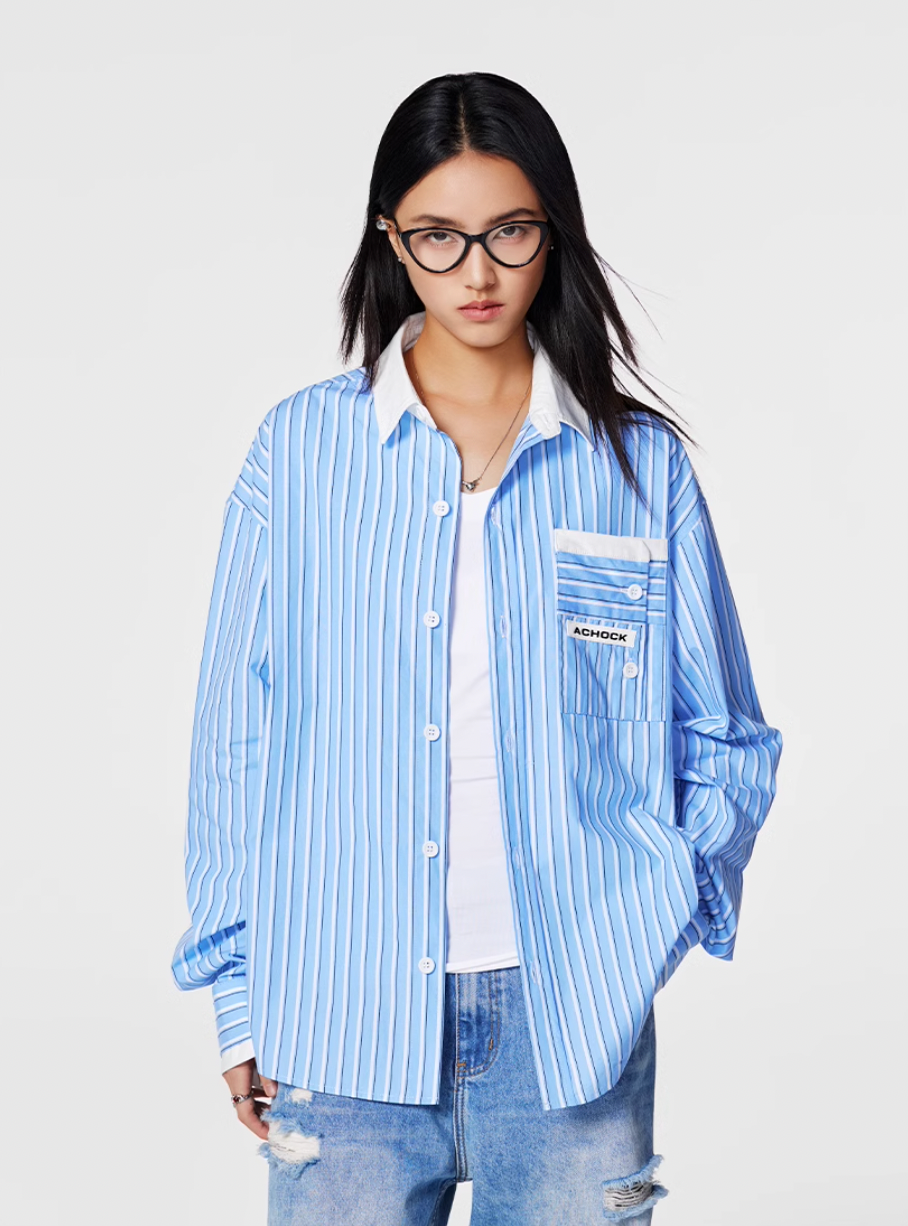 Achock Color Blocking Striped Long Sleeved Shirt | Face 3 Face