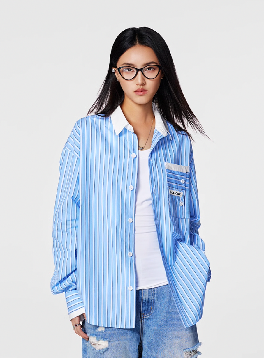 Achock Color Blocking Striped Long Sleeved Shirt | Face 3 Face