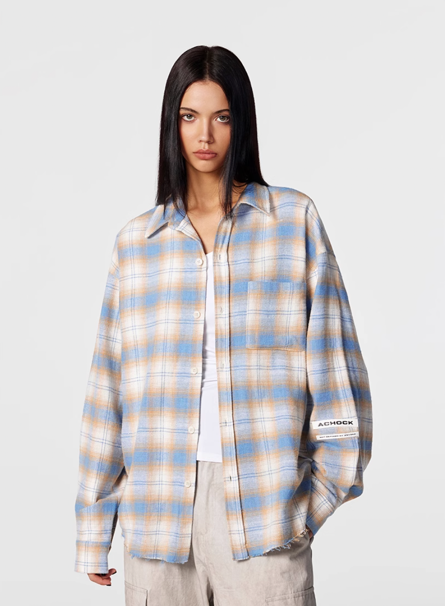 Achock Plaid Raw Hem Long Sleeved Shirt | Face 3 Face