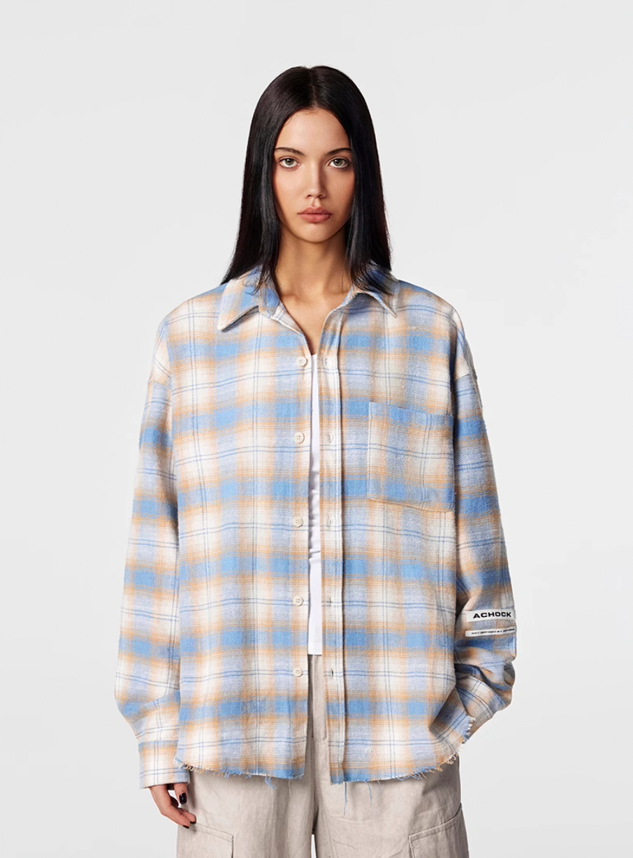 Achock Plaid Raw Hem Long Sleeved Shirt | Face 3 Face