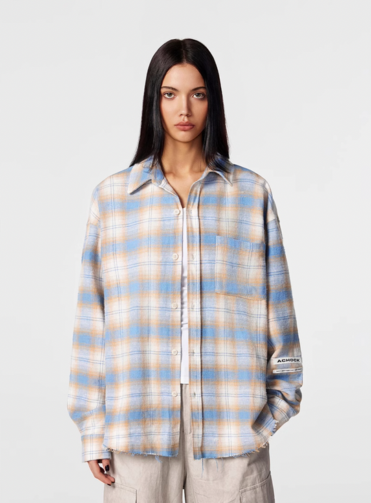Achock Plaid Raw Hem Long Sleeved Shirt | Face 3 Face