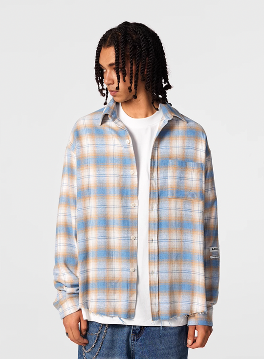 Achock Plaid Raw Hem Long Sleeved Shirt | Face 3 Face