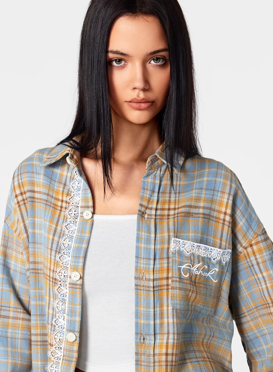 Achock Plaid Lace Long Sleeved Shirt | Face 3 Face