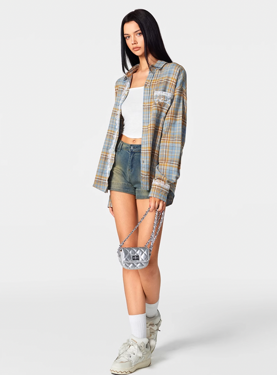 Achock Plaid Lace Long Sleeved Shirt | Face 3 Face