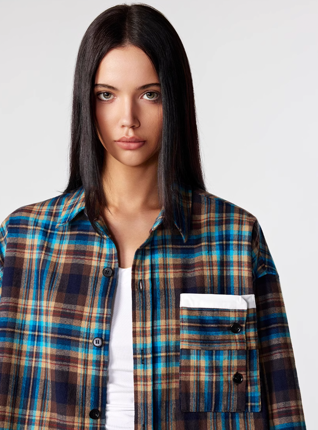 Achock Design Pocket Plaid Long Sleeved Shirt | Face 3 Face