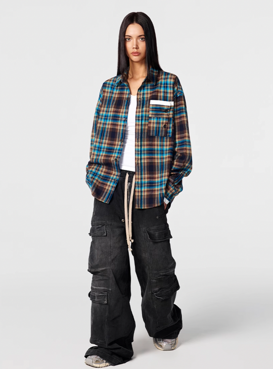 Achock Design Pocket Plaid Long Sleeved Shirt | Face 3 Face