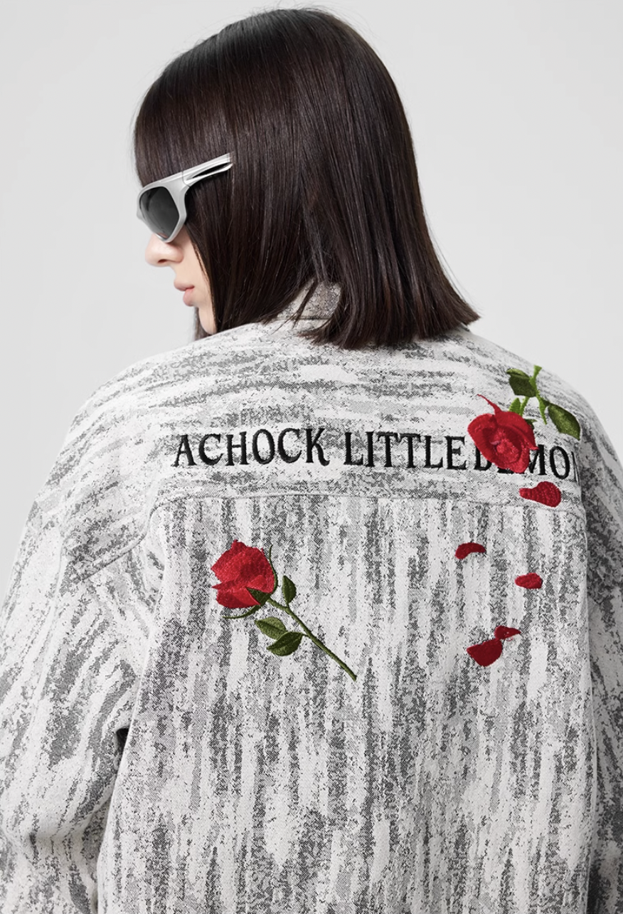Achock Rose Embroidery Washed Long Sleeved Shirt | Face 3 Face