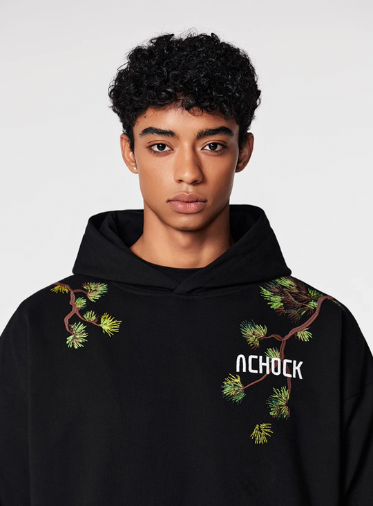 Achock Pine Tree Heavy Embroidery Hoodie | Face 3 Face