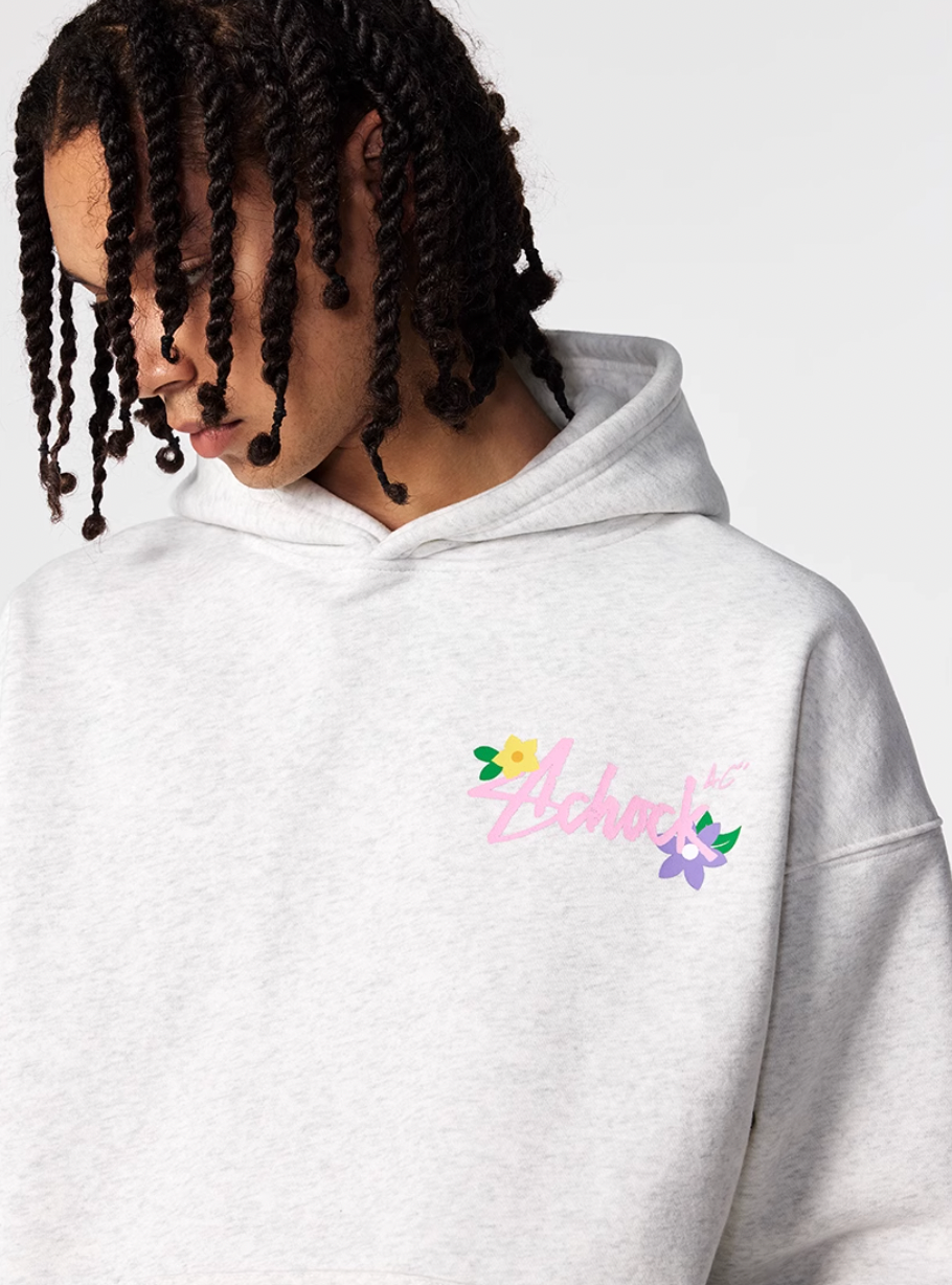 Achock Floral Embroidery Logo Printed Hoodie | Face 3 Face