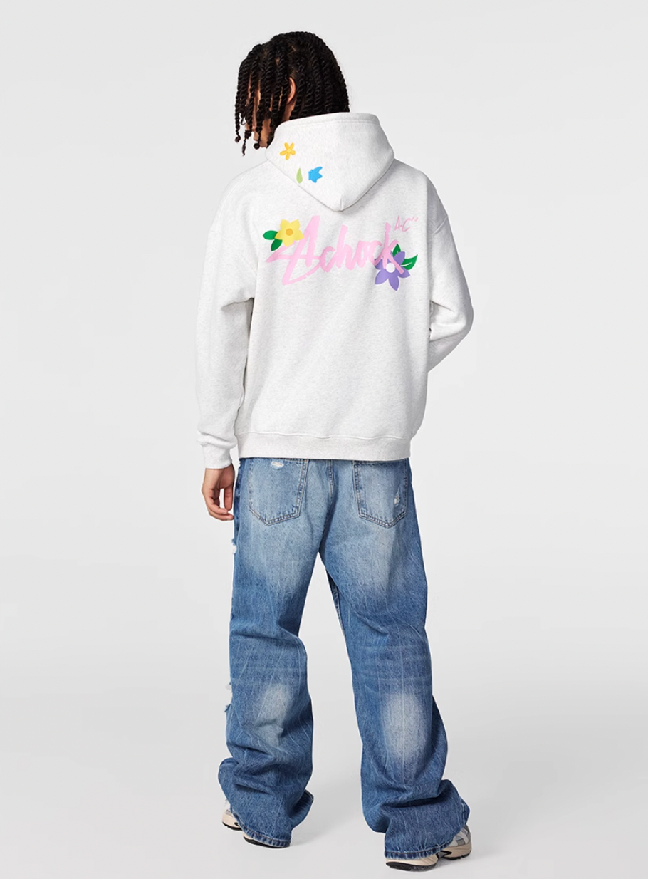 Achock Floral Embroidery Logo Printed Hoodie | Face 3 Face