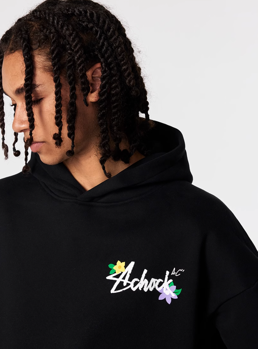 Achock Floral Embroidery Logo Printed Hoodie | Face 3 Face
