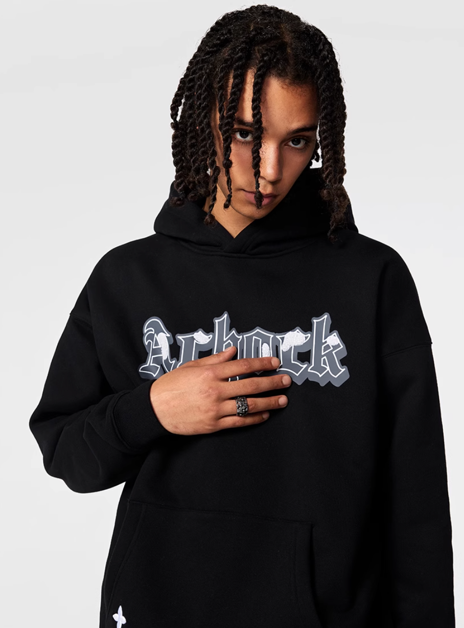 Achock Printed Logo Embroidery Hoodie | Face 3 Face