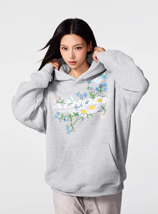 Puff print hoodies | Achock Foam Printed Flower Hoodie | Face 3 Face