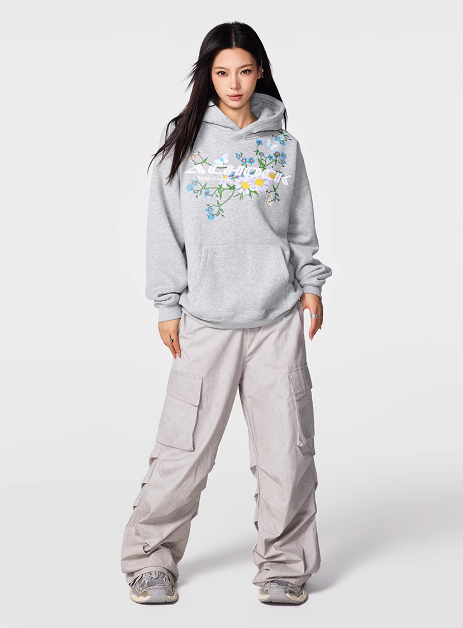 Puff print hoodies | Achock Foam Printed Flower Hoodie | Face 3 Face