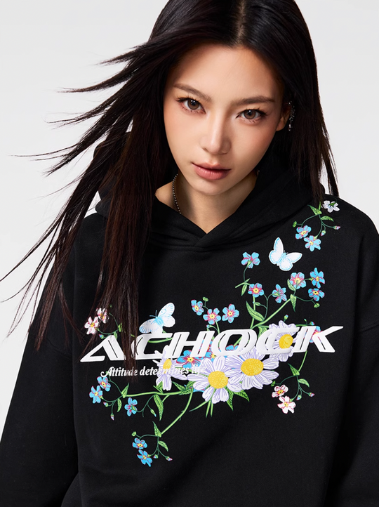 Puff print hoodies | Achock Foam Printed Flower Hoodie | Face 3 Face