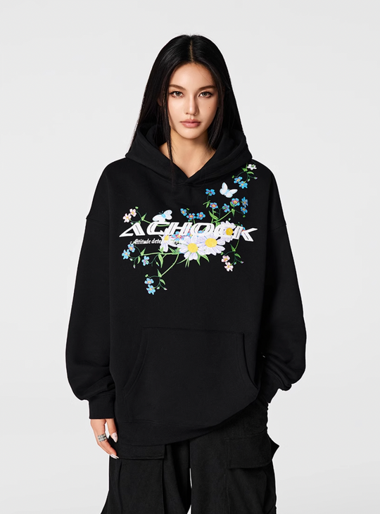 Puff print hoodies | Achock Foam Printed Flower Hoodie | Face 3 Face