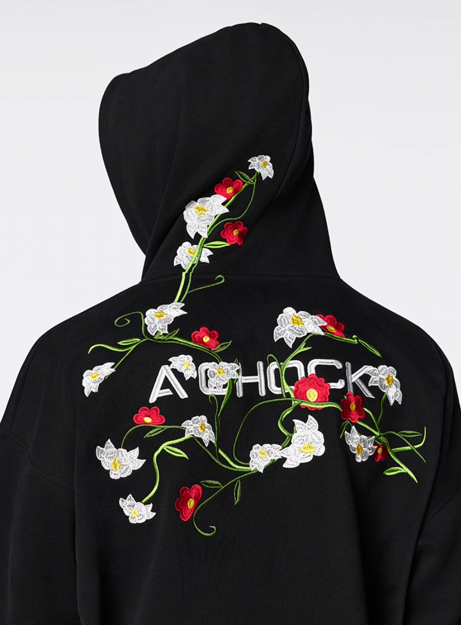 Achock Logo Floral Embroidered Hoodie | Face 3 Face