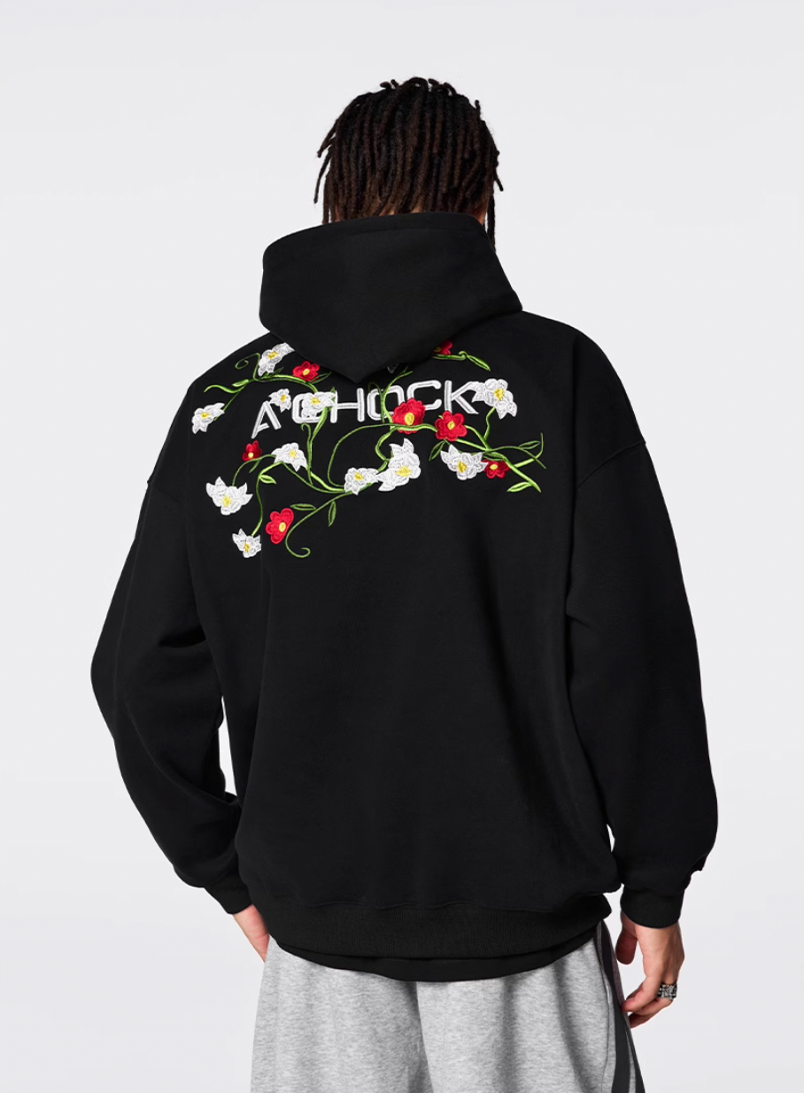 Achock Logo Floral Embroidered Hoodie | Face 3 Face
