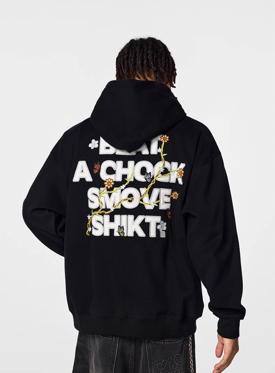 Achock Floral Patch Embroidered Zip Up Hoodie | Face 3 Face