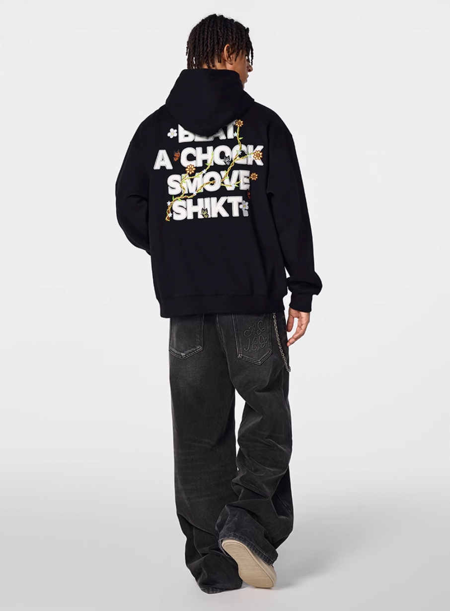 Achock Floral Patch Embroidered Zip Up Hoodie | Face 3 Face