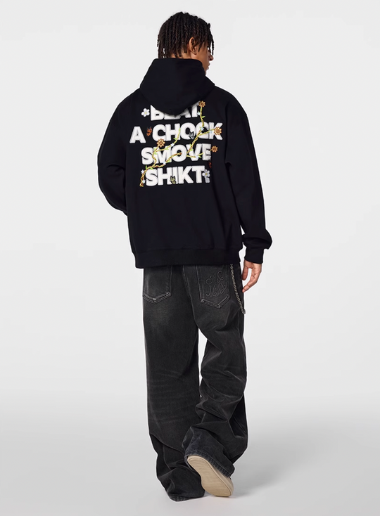 Achock Floral Patch Embroidered Zip Up Hoodie | Face 3 Face