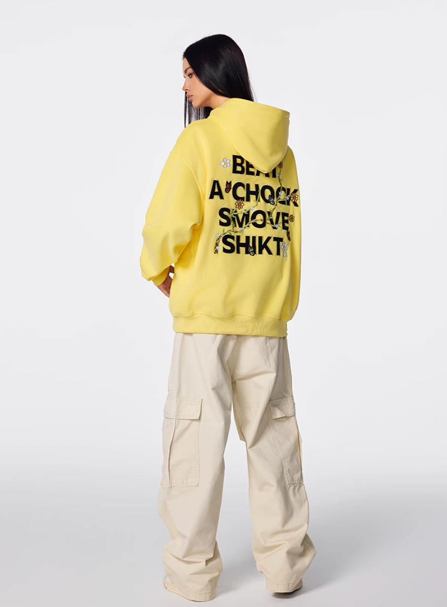 Achock Floral Patch Embroidered Zip Up Hoodie | Face 3 Face