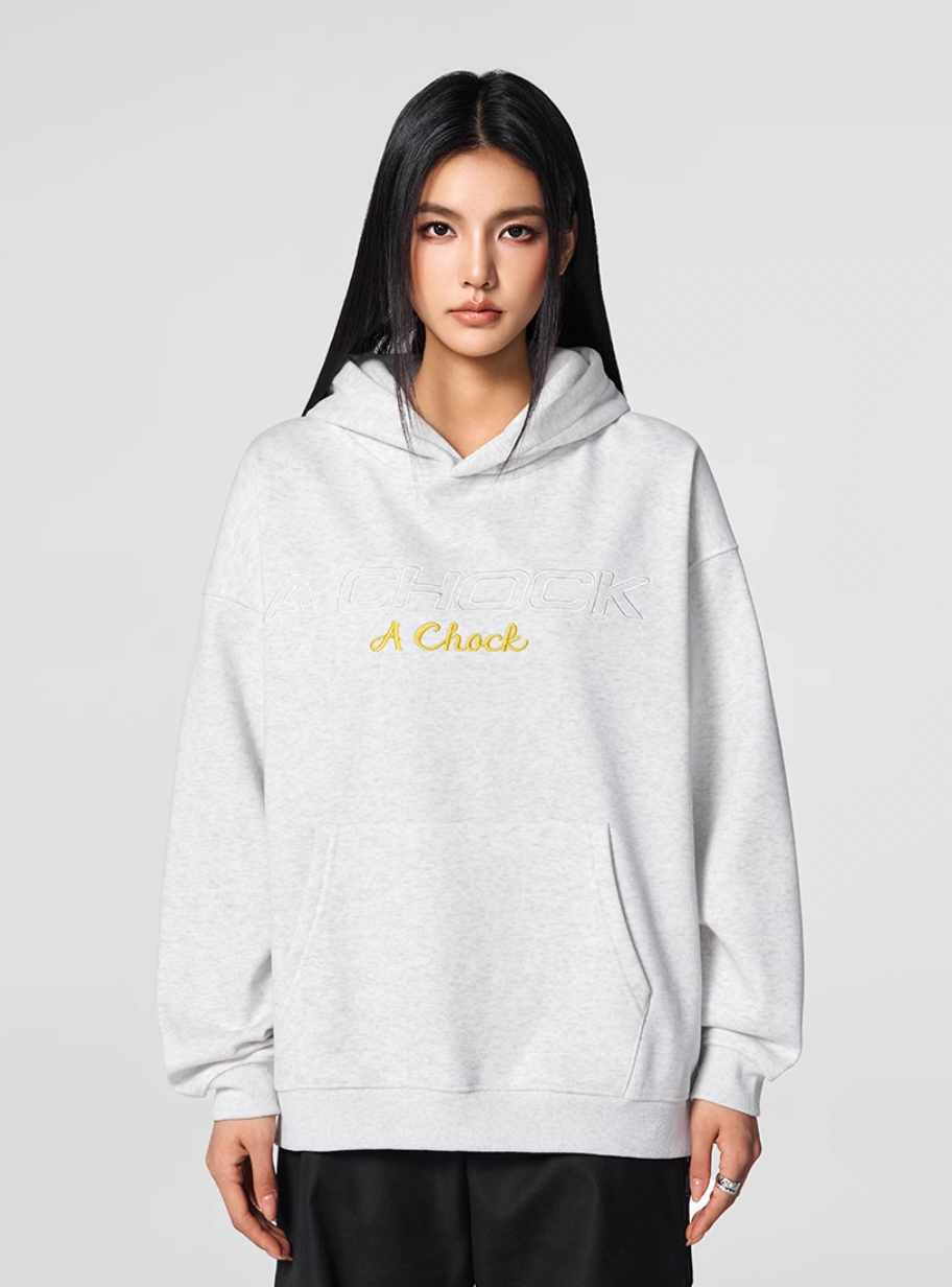 Men's puff print hoodie | Achock Flower Logo Embroidered Hoodie | Face 3 Face