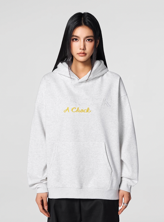 Men's puff print hoodie | Achock Flower Logo Embroidered Hoodie | Face 3 Face