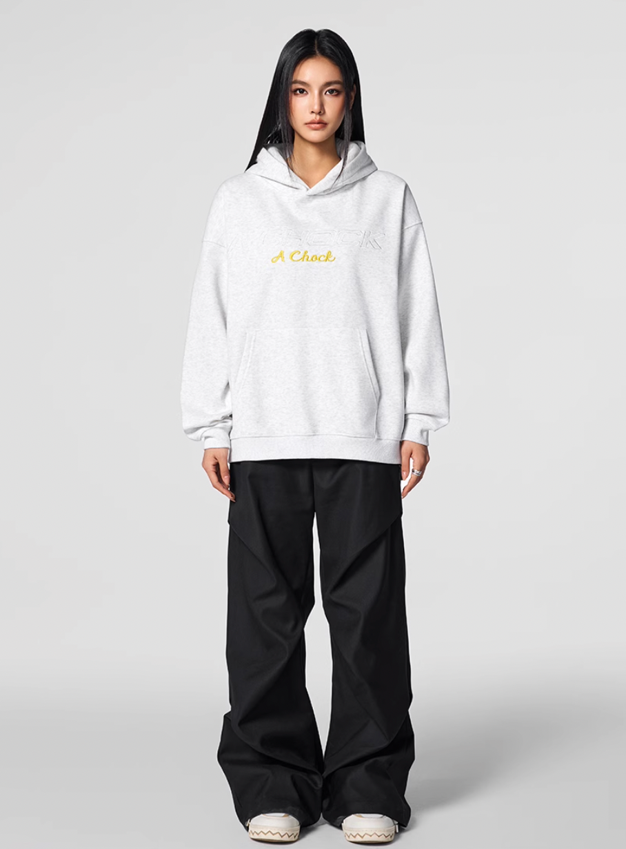 Men's puff print hoodie | Achock Flower Logo Embroidered Hoodie | Face 3 Face