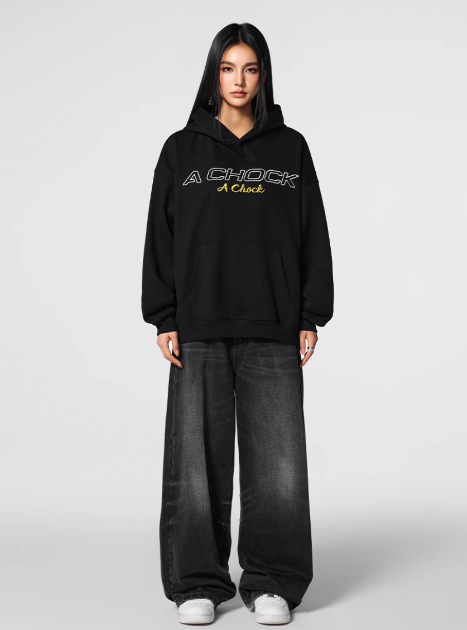 Men's puff print hoodie | Achock Flower Logo Embroidered Hoodie | Face 3 Face