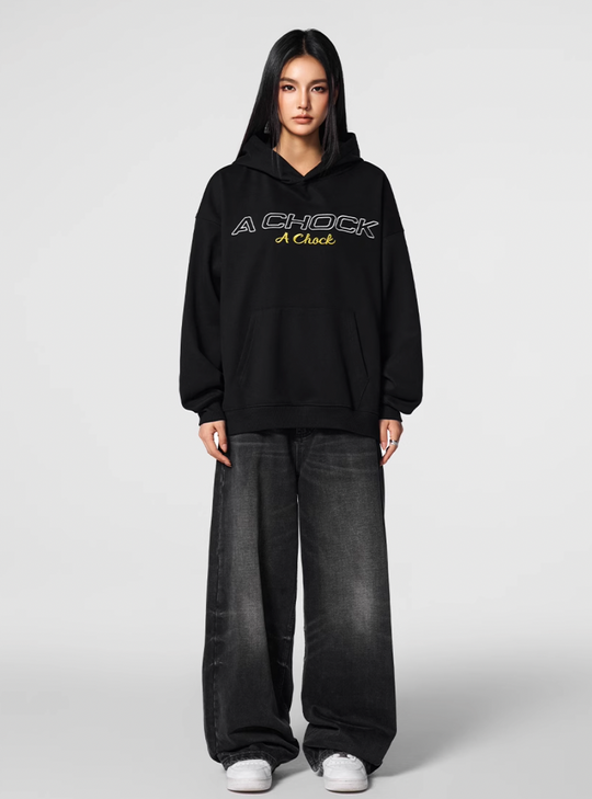 Men's puff print hoodie | Achock Flower Logo Embroidered Hoodie | Face 3 Face