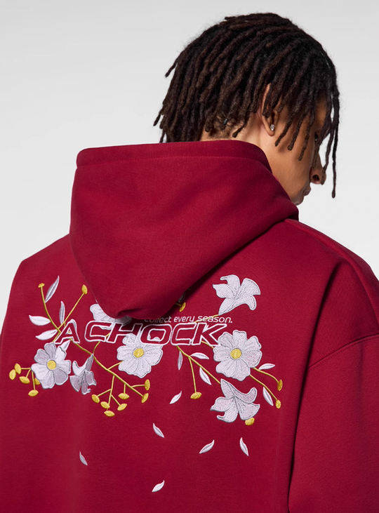 Men's puff print hoodie | Achock Flower Logo Embroidered Hoodie | Face 3 Face