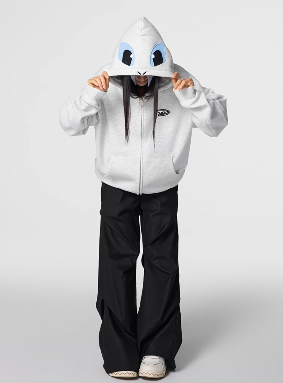 Achock Little Devil Embroidered Plush Zip Up Hoodie | Face 3 Face