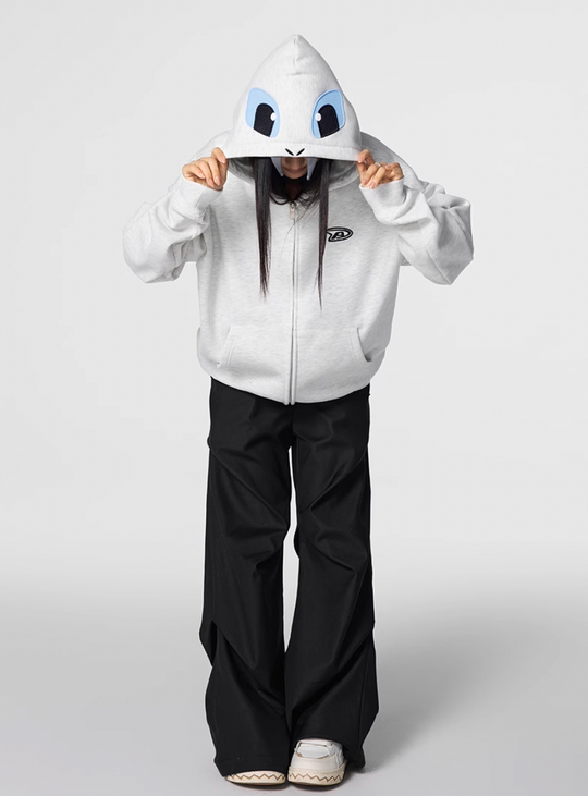 Achock Little Devil Embroidered Plush Zip Up Hoodie | Face 3 Face