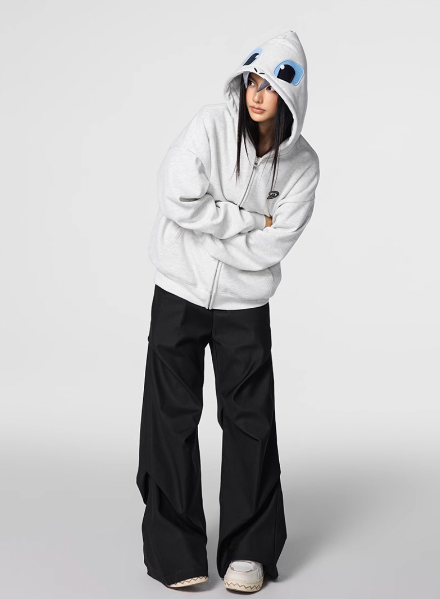 Achock Little Devil Embroidered Plush Zip Up Hoodie | Face 3 Face