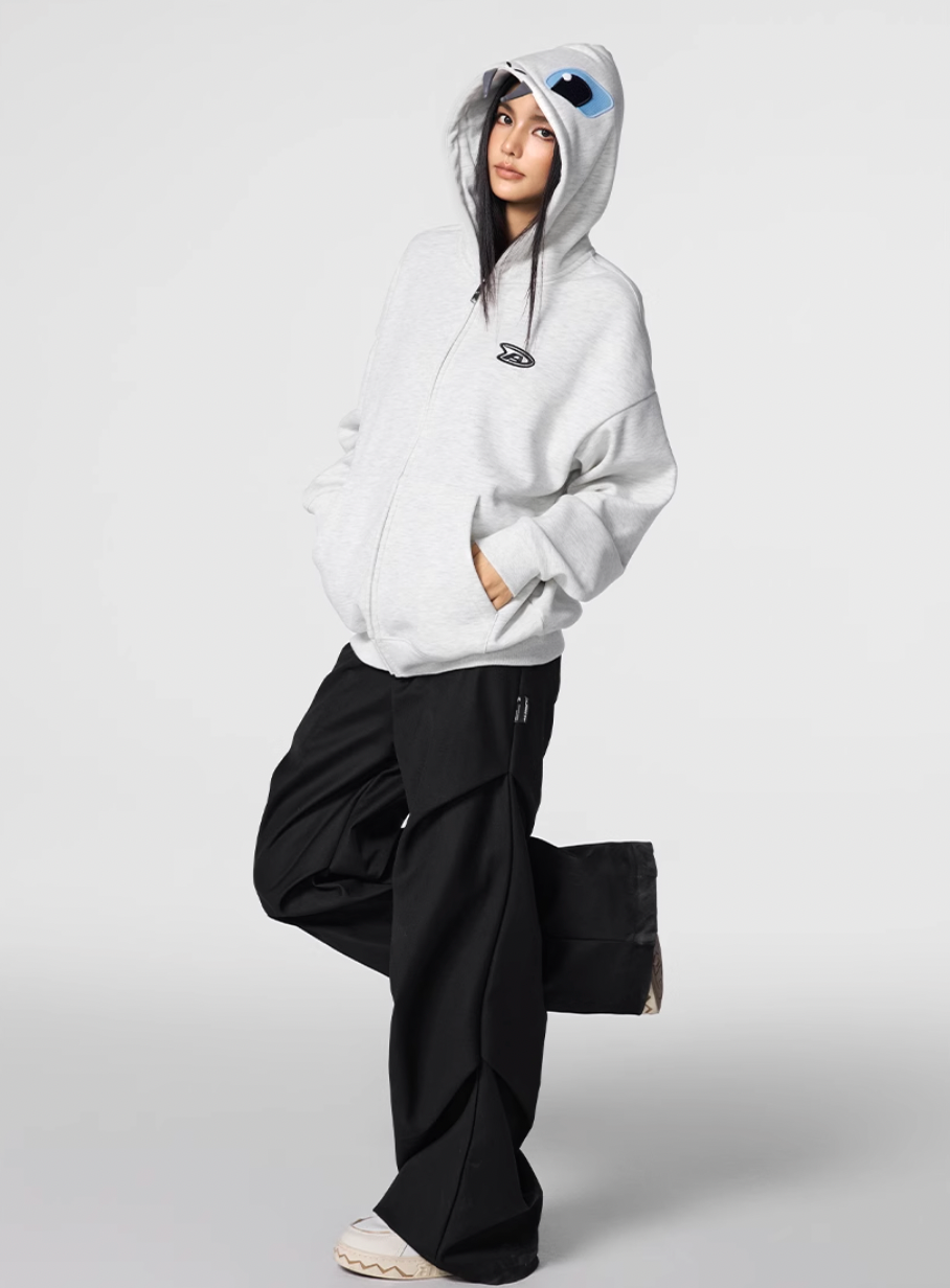 Achock Little Devil Embroidered Plush Zip Up Hoodie | Face 3 Face