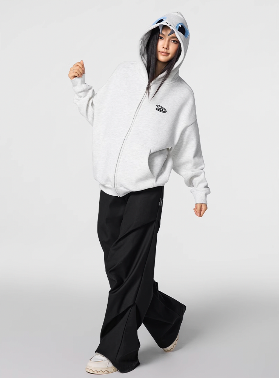 Achock Little Devil Embroidered Plush Zip Up Hoodie | Face 3 Face