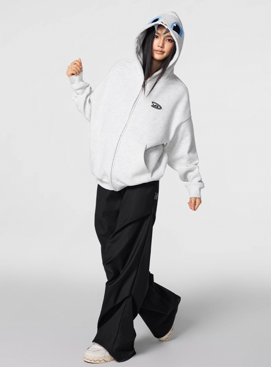 Achock Little Devil Embroidered Plush Zip Up Hoodie | Face 3 Face