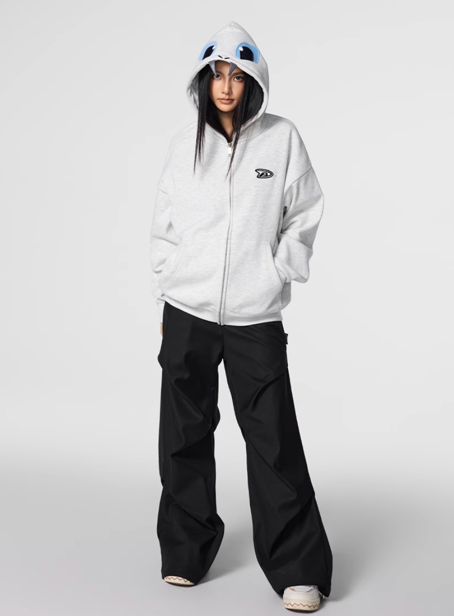 Achock Little Devil Embroidered Plush Zip Up Hoodie | Face 3 Face